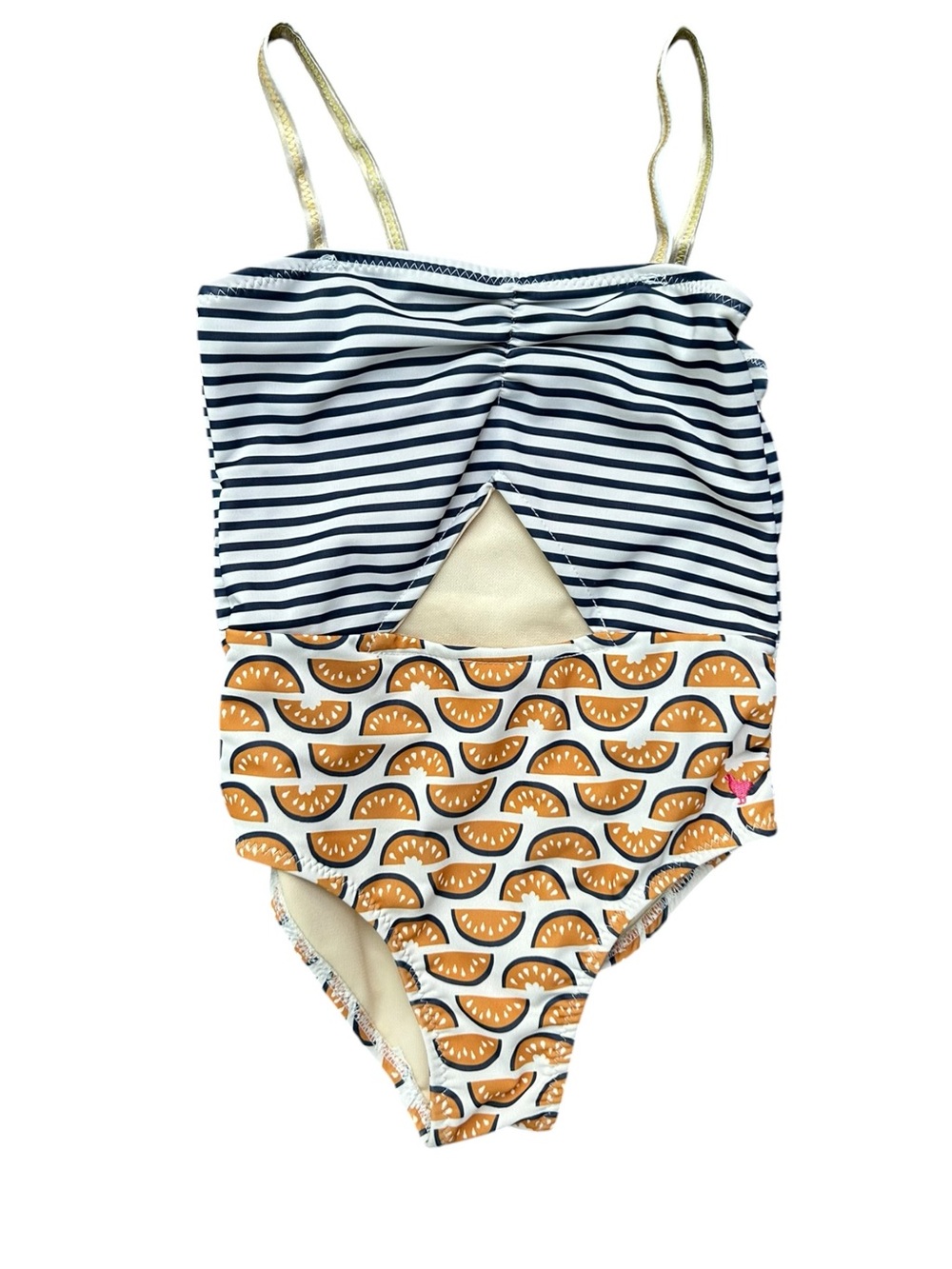 Pink Chicken Carrie Cut-Out Girls’ Swimsuit Fruit Stripes 4 Years